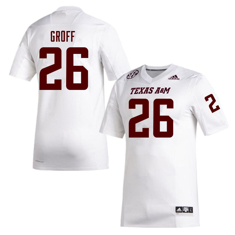 Men #26 Jacob Groff Texas A&M Aggies College Football Jerseys Sale-White - Click Image to Close